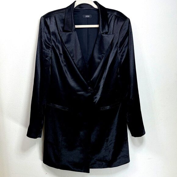 (R1) Aidan Mattox Satin Tuxedo Mini Dress, Size L - Picture 2 of 16